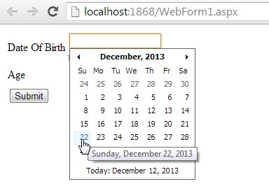 client side validation on DOB